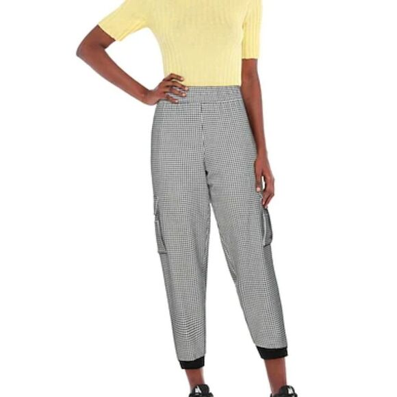 Alice + Olivia Houndstooth Tapered Cargo Pockets Elastic Waist Pants L (21) - Picture 12 of 12